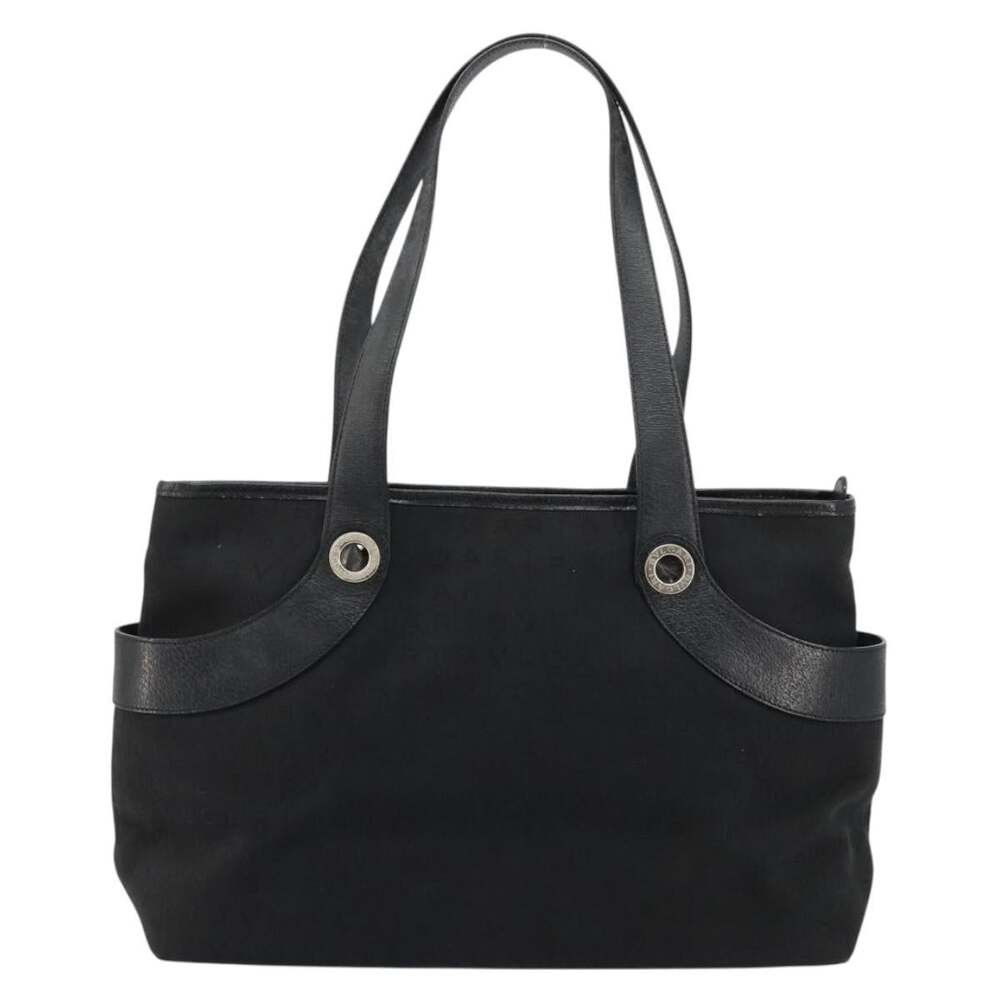 Bvlgari Canvas Leather Handbag Black